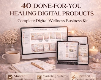 Paquete de productos digitales PLR con derechos de reventa maestros / 40 libros electrónicos sobre bienestar + kit de marketing / Paquete completo de negocios de bienestar digital