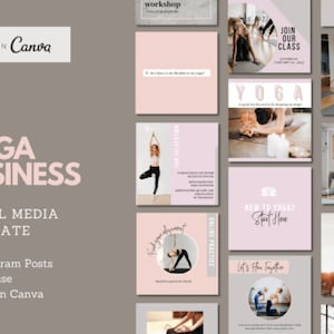 Yoga Instagram Templates: Pastel Canva Design (50 Posts) (Digital Download)