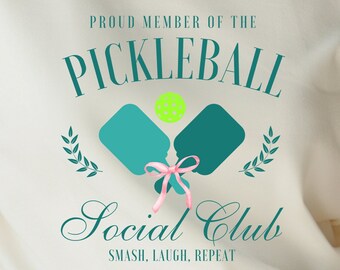 Pickleball Social Club PNG Coquette Bow Ribbon Cool Funny Girls Club Sports Mom Pickle Ball Trendy Sublimation Shirt  Design Digital PNG