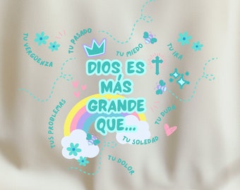 Dios Es Más Grande PNG, Spanish Christian Religious Quote PNG, Frases Religiosas Png, Frases Religiosas Png, Sublimation DIGITAL Download