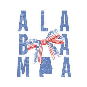 Patriotic Coquette Alabama png 4 juli Alabama png Amerikaanse vlag png AL png Alabama State Bow Ribbon kaart sublimatie ontwerp ALLEEN, PNG