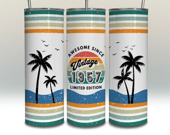 Geweldig sinds 1957 verjaardag Tumbler Wrap geboren in 1957 Tumbler Wrap 20 oz gemaakt in 1957 verjaardag in 1957 sublimatie ontwerp digitale DOWNLOAD