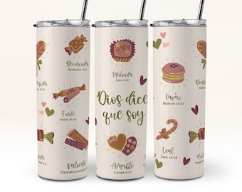 Dios Dice Que Soja Envoltura de Vaso 20oz Boho Spaanse Christelijke Tumbler Wrap PNG 20 oz Skinny Tumbler Sublimatie Design Español DOWNLOAD