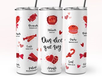 Dios Dice Que Soy Envoltura de Vaso San Valentín 20oz Spanish Christian Tumbler Wrap PNG 20 oz Skinny Tumbler Sublimation Español DOWNLOAD