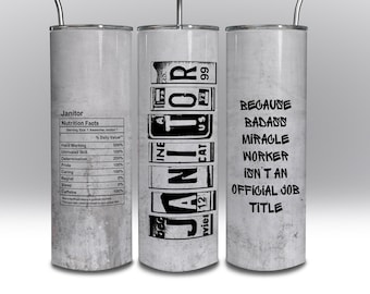 Envoltura para vaso de conserje, envoltura delgada para vaso de 20 oz, regalo para compañeros de trabajo, agradecimiento, regalo de cumpleaños, diseños de sublimación, divertidos, DESCARGA DIGITAL