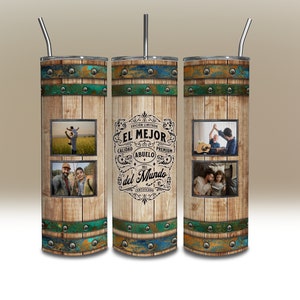 El Mejor Abuelo del Mundo Tumbler Png, Vintage Spanish Best Grandpa Tumbler Wrap Envoltura de Vaso 20oz Add 4 Photos Images Custom PNG ONLY