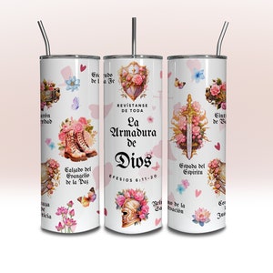 La Armadura De Dios Tumbler Wrap Espanhol Christian Tumbler Wrap 20 oz Skinny Tumbler Wrap Design Modelo de sublimação SEM EMENDA DOWNLOAD