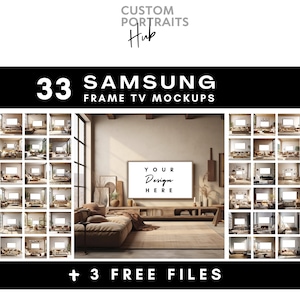 33 Frame TV Mockup Design Bundle / Scandinavian Home Mock Up MEGA Pack / Samsung Frame Tv Mockup Design Templates (Sets 1,2 & 3)/ PSD, Jpg