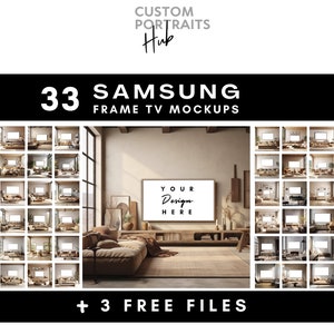 33 Frame TV Mockup Design Bundle / Scandinavian Home Mock Up MEGA Pack / Samsung Frame Tv Mockup Design Templates (Sets 1,2 & 3)/ PSD, Jpg