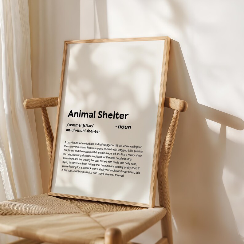 Definição de abrigo de animais engraçados, pôster de arte de parede, presente de abrigo de animais para citação de abrigo de animais, tipografia para impressão, DOWNLOAD DIGITAL imagem 5