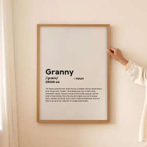 Affiche d'art mural impression définition grand-mère drôle, cadeau grand-mère pour grand-mère citation texte typographie imprimable téléchargement uniquement