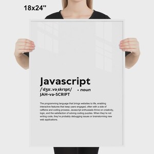 GEDRUKTE javascript-poster, grappige definitie van javascript print muurkunst, javascript cadeau wanddecoratie, gedrukt en ingelijst decor kantoor aan huis afbeelding 7
