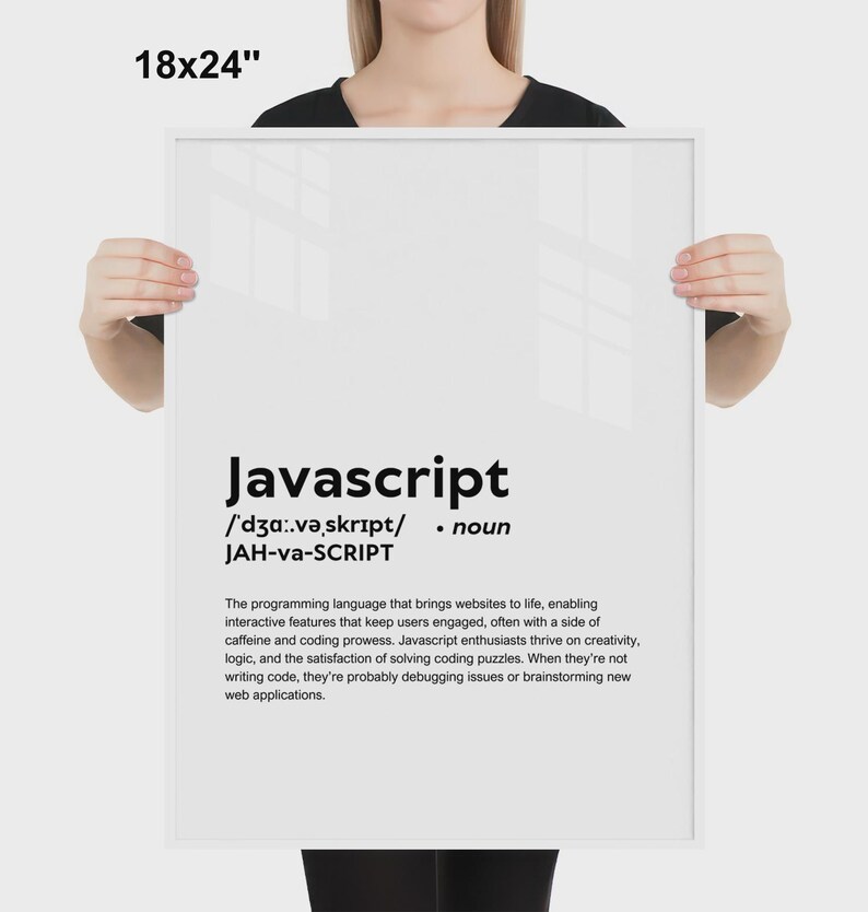 GEDRUKTE javascript-poster, grappige definitie van javascript print muurkunst, javascript cadeau wanddecoratie, gedrukt en ingelijst decor kantoor aan huis afbeelding 7