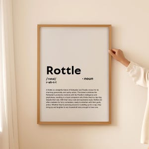 Póster con definición de Rottle para pared, regalo para dueños de perros, regalo de Rottle para amantes de los perros, imprimible, DESCARGA DIGITAL SOLAMENTE