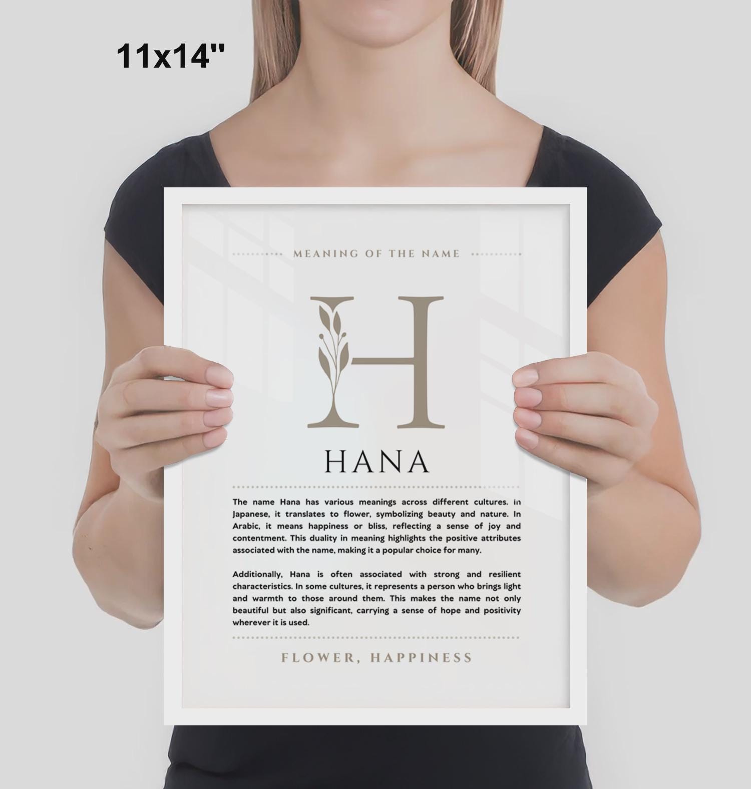 Hana Name Meaning Wall Art Hana Name Origin Print Nursery Decor 