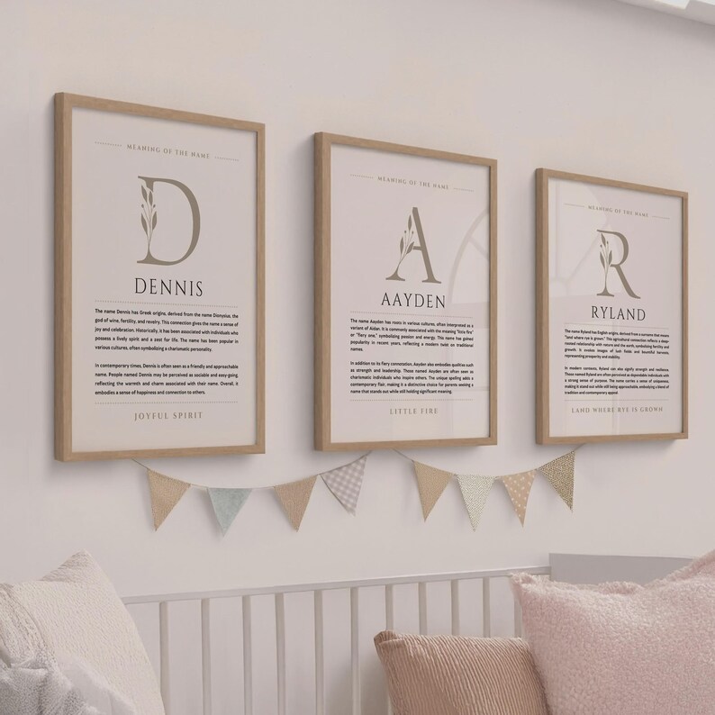 Emerson Name Bedeutung Wand Kunst Emerson Name Origin Print Kinderzimmer Dekor, Baby Taufe Geschenk, GEDRUCKTER Name Bedeutung Poster, gerahmt Name Art Bild 2