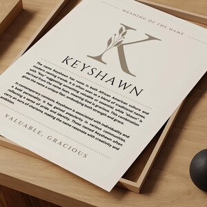Significato del nome Keyshawn Wall Art, Stampa dell'origine del nome Keyshawn Decorazione per la cameretta dei bambini, Regalo di battesimo per il bambino, Poster con il nome Stampabile DOWNLOAD DIGITALE