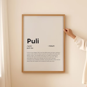 Lustiges Puli Print Definition Wand Kunst Poster Karte, Geschenk für Hundebesitzer Puli Geschenk für Hundeliebhaber NUR zum DIGITALEN DOWNLOAD