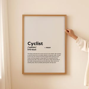 Impressão de definição de ciclista engraçada, pôster de arte de parede, presente de ciclista para citação de ciclista, texto, tipografia, download digital para impressão SOMENTE