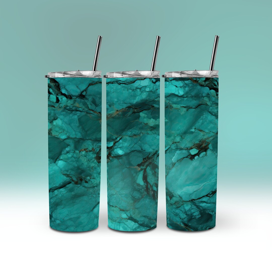 Seamless Turquoise Teal Green Marble Tumbler Wrap 20 Oz Skinny Natural
