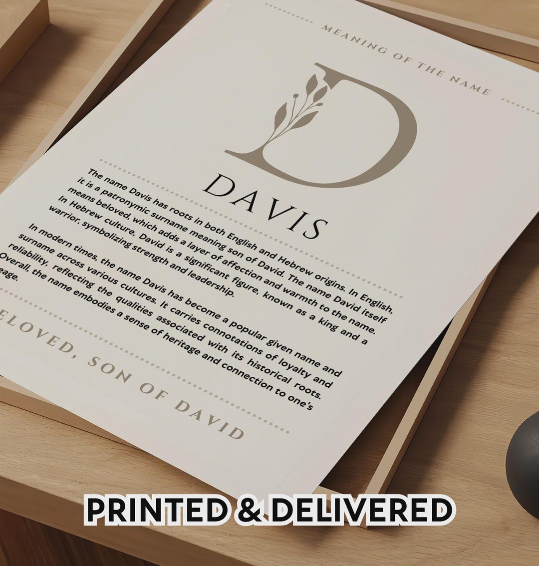 Davis Name Meaning Wall Art Davis Name Origin Print Nursery Decor, Baby ...