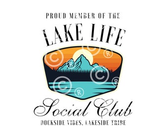 Lake Life Social Club Png, Summer Png, Beach Babe Png ,Beach Vibes Png, Aesthetic Summer Trendy Tee T Shirt Sublimation DIGITAL PNG