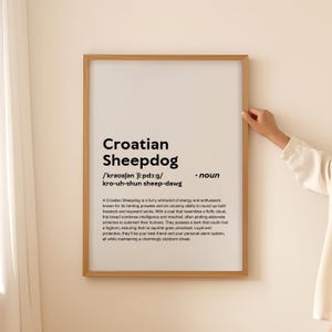 Póster con definición de perro pastor croata divertido, tarjeta de arte de pared, regalo para dueños de perros, regalo para amantes de los perros, perro pastor croata, imprimible, DESCARGAR SOLAMENTE