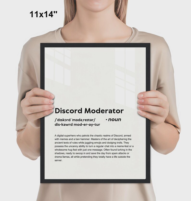 PRINTED Discord Moderator Poster, Funny Definition of Discord Moderator ...