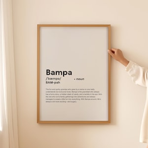 Affiche d'art mural impression définition Bampa drôle, cadeau Bampa pour grand-père citation texte typographie imprimable téléchargement numérique uniquement