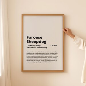 Lustiger Färöer Schäferhund Print Definition Wand Kunst Poster Karte, Geschenk für Hundebesitzer Färinger Schäferhund Hundeliebhaber Geschenk Printable DIGITAL DOWNLOAD