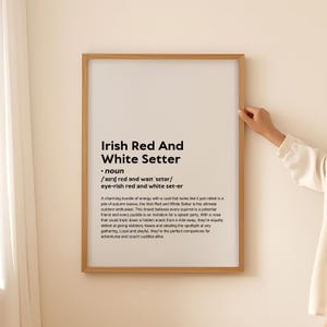 Grappige Ierse rood-witte setter print definitie Wall Art poster kaart cadeau voor hondenbezitter minnaar Ierse rood-witte setter cadeau ALLEEN DIGITAAL