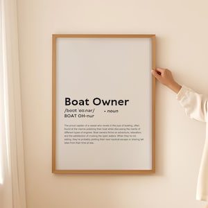 Affiche d'art mural impression définition de propriétaire de bateau drôle, cadeau de propriétaire de bateau pour marin citation texte typographie imprimable téléchargement uniquement