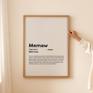 Póster de arte de pared con impresión de definición de Memaw divertida, regalo de Memaw para abuela, cita de texto, tipografía imprimible, descarga digital SOLAMENTE
