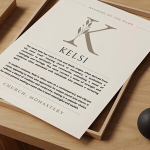 Significato del nome Kelsi Wall Art, Stampa sull'origine del nome Kelsi Decorazione per la cameretta dei bambini, Regalo di battesimo per il bambino, Poster con nome Stampabile DOWNLOAD DIGITALE