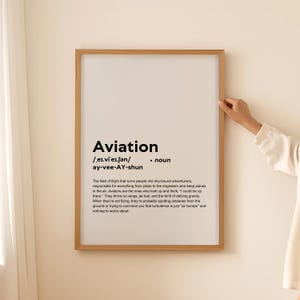 Affiche d'art mural impression définition aviation drôle, cadeau aviation pour l'aéronautique citation texte typographie imprimable téléchargement uniquement
