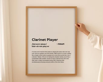 Definizione divertente di suonatore di clarinetto Stampa poster da parete, regalo per suonatore di clarinetto Citazione tipografica stampabile DOWNLOAD DIGITALE