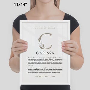 Znaczenie imienia Carissa – grafika ścienna, pochodzenie imienia Carissa, dekoracja pokoju dziecięcego, prezent na chrzest dziecka, wydrukowany plakat ze znaczeniem imienia, oprawiona grafika z imieniem zdjęcie 8