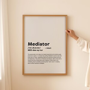 Poster d'art mural impression de définition de médiateur drôle, cadeau de médiateur pour l'arbitre citation texte typographie imprimable téléchargement numérique uniquement