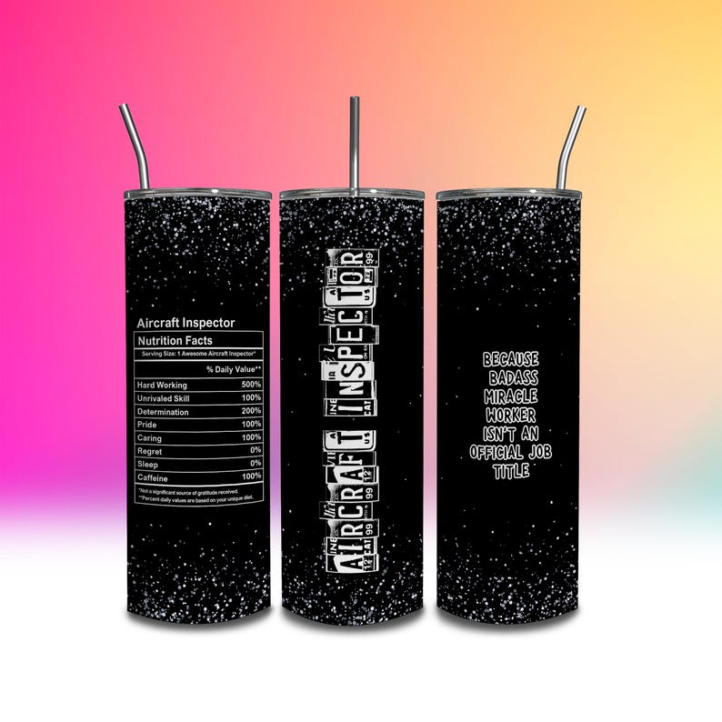 Aircraft Inspector Tumbler Wrap 20 Oz Seamless Skinny Tumbler Wrap