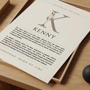 Significato del nome Kenny Arte murale, Stampa dell'origine del nome Kenny Decorazione per la cameretta dei bambini, Regalo di battesimo per il bambino, Poster con nome Stampabile DOWNLOAD DIGITALE
