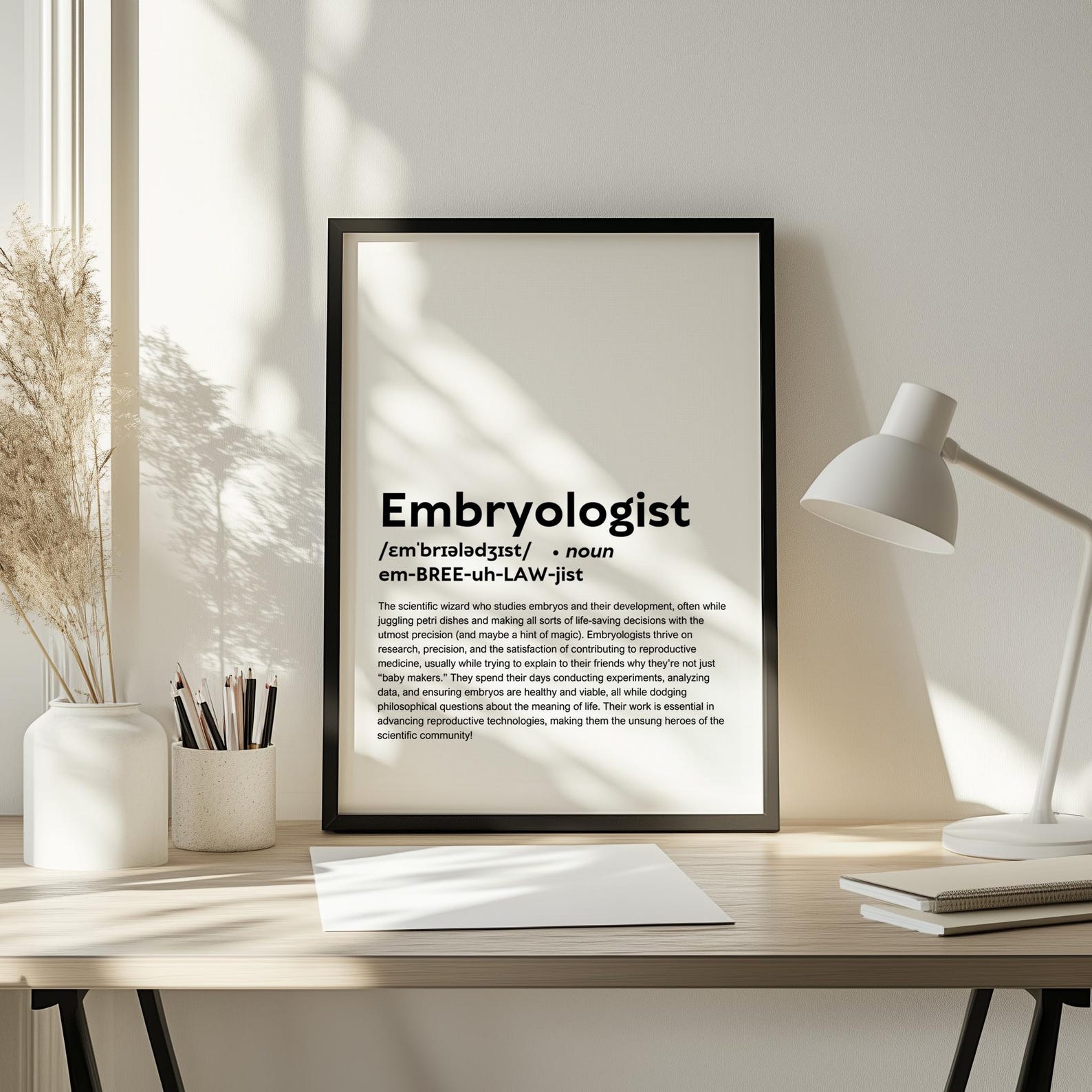 Funny Embryologist Definition Print Wall Art Poster Embryologist Gift ...