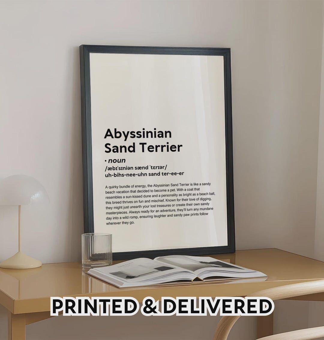 PRINTED Abyssinian Sand Terrier Poster, Funny Definition Print Wall Art ...