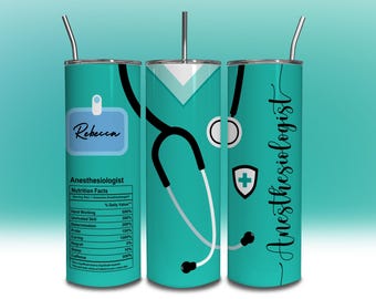 Anesthesiologist Tumbler Wrap 20 oz Skinny Add Name Text Tumbler Wrap Job Appreciation Birthday Gift Sublimation DIGITAL DOWNLOAD