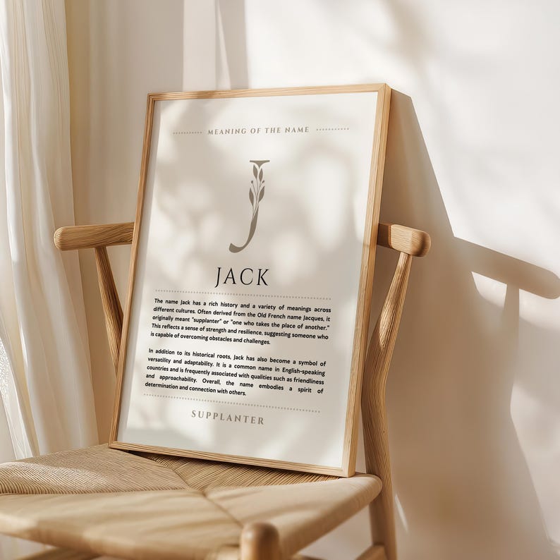 Jack Name Meaning Wall Art, Jack Name Origin Print Nursery Decor ...
