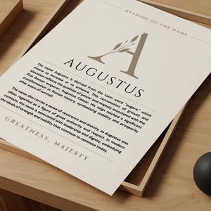 Augustus Nome Significato Arte Murale, Augustus Nome Origine Stampa Decorazione per la cameretta del bambino, Regalo di Battesimo per Bambino, Nome Poster Card Stampabile DOWNLOAD DIGITALE