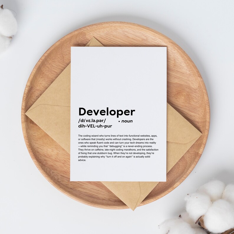 Funny Developer Definition Print Wall Art Poster, Developer Gift for ...