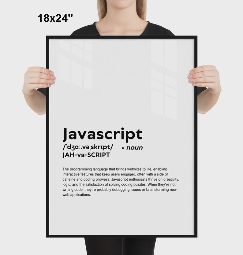 GEDRUKTE javascript-poster, grappige definitie van javascript print muurkunst, javascript cadeau wanddecoratie, gedrukt en ingelijst decor kantoor aan huis afbeelding 10