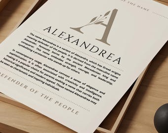 Alexandrea Name Meaning Wall Art, Alexandrea Name Origin Print Nursery Decor, Baptism Gift for Baby, Poster Card Printable DIGITAL DOWNLOAD