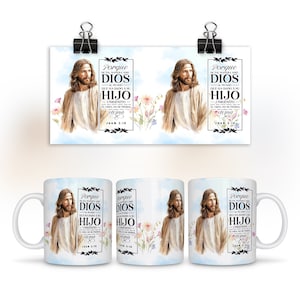 Jesús Dios Hijo Jesucristo Spanish Jesus Christian Mug Wrap 15 oz 11oz  Bible Verse Scripture PNG Design for Coffee Mug Sublimation Wrap