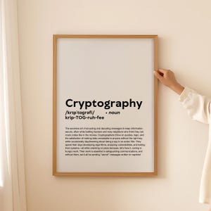 Affiche d'art mural impression définition cryptographie drôle, cadeau de cryptographie pour déchiffrer citation typographie imprimable téléchargement numérique uniquement
